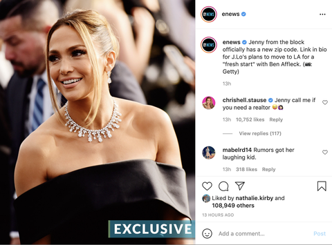 e news jennifer lopez chrishell stause comentario