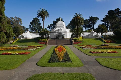 el conservador de flores es un invernadero botánico en el parque golden gate, san francisco