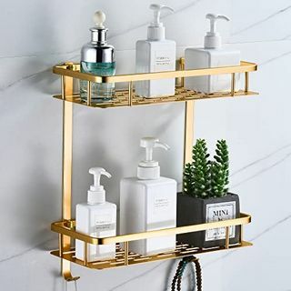 Estantes de baño con efecto dorado