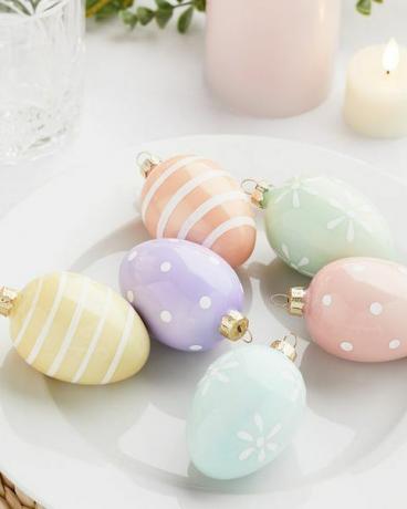 6 decoraciones de huevo de Pascua de vidrio