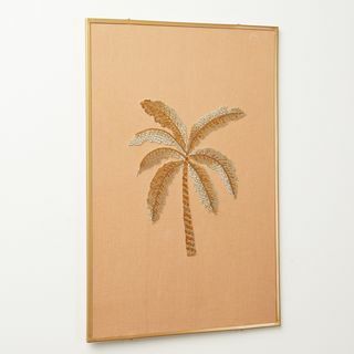 Arte de pared de tela rosa con cuentas tropicales pequeño